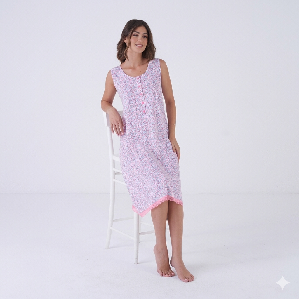 Camicia da Notte Calibrata Karelpiù 0338 - Spalla Larga in Cotone