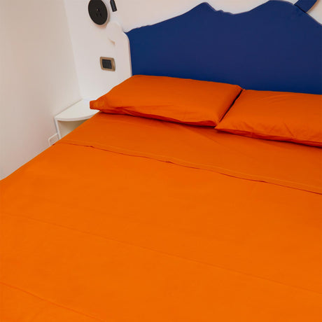 Completo Letto Francese Tinta Unita Puro Cotone Madapolam