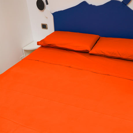 Completo Letto Francese Tinta Unita Puro Cotone Madapolam