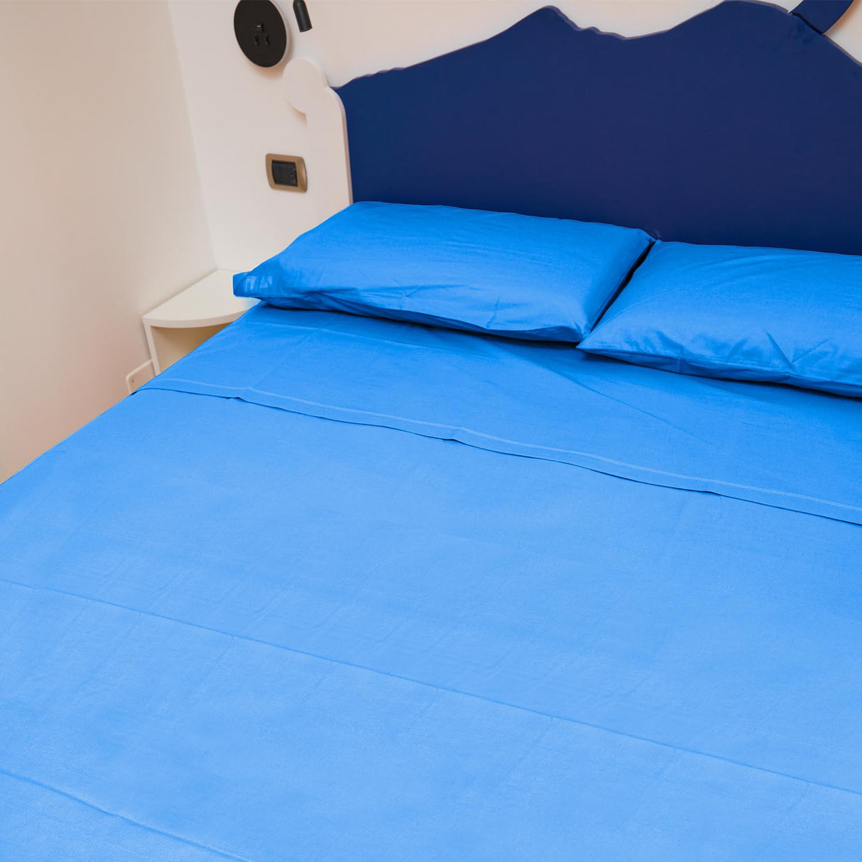 Completo Letto Francese Tinta Unita Puro Cotone Madapolam