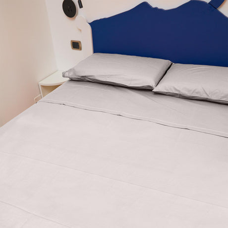 Completo Letto Francese Tinta Unita Puro Cotone Madapolam