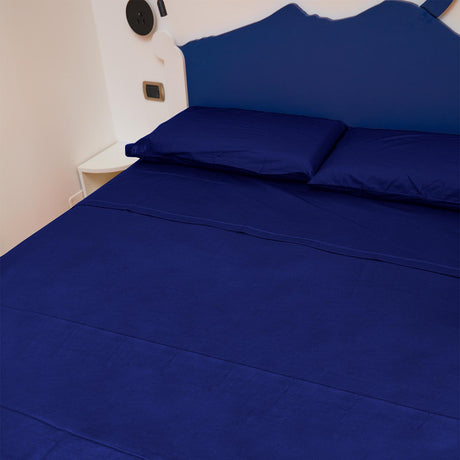 Completo Letto Francese Tinta Unita Puro Cotone Madapolam