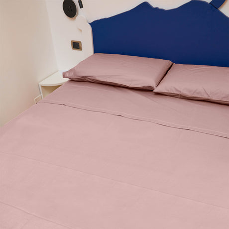 Completo Letto Francese Tinta Unita Puro Cotone Madapolam