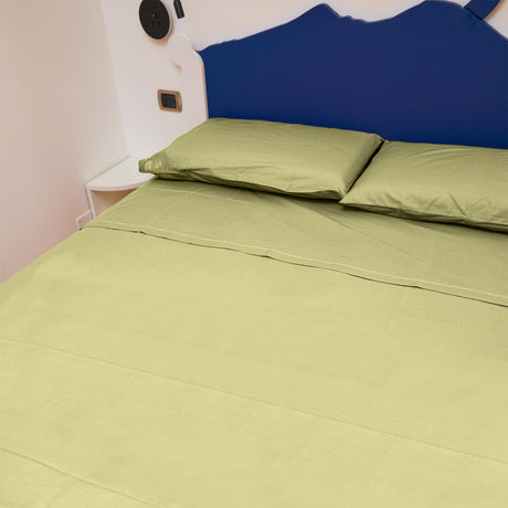 Completo Letto Francese Tinta Unita Puro Cotone Madapolam