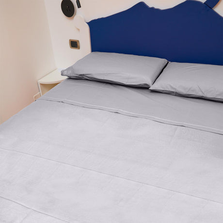 Completo Letto Francese Tinta Unita Puro Cotone Madapolam