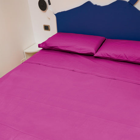 Completo Letto Francese Tinta Unita Puro Cotone Madapolam