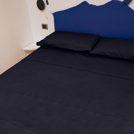 Completo Letto Francese Tinta Unita Puro Cotone Madapolam