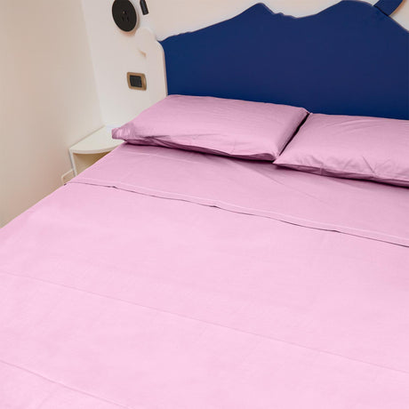Completo Letto Francese Tinta Unita Puro Cotone Madapolam
