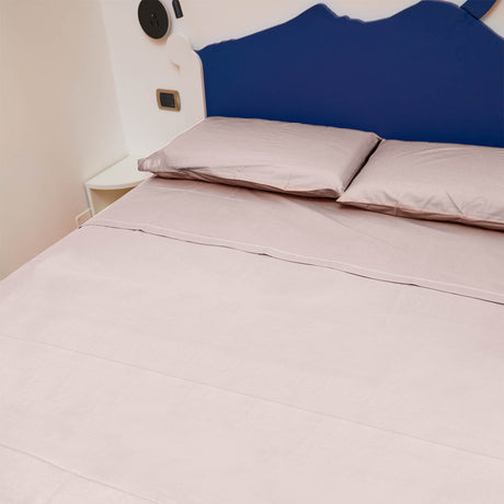 Completo Letto Francese Tinta Unita Puro Cotone Madapolam