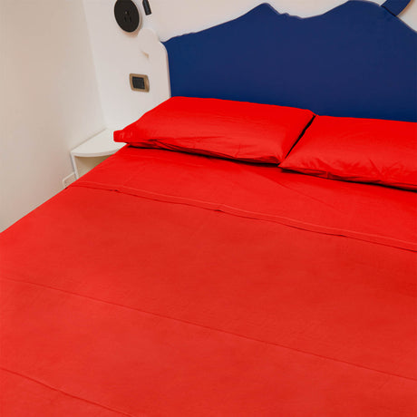 Completo Letto Francese Tinta Unita Puro Cotone Madapolam