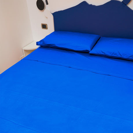 Completo Letto Francese Tinta Unita Puro Cotone Madapolam