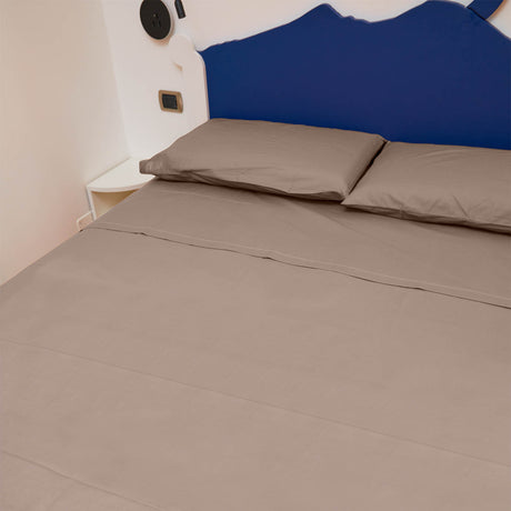 Completo Letto Francese Tinta Unita Puro Cotone Madapolam