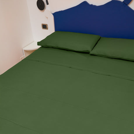 Completo Letto Francese Tinta Unita Puro Cotone Madapolam
