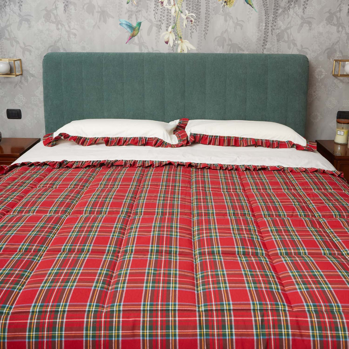 Set copripiumino natalizio per letto matrimoniale, motivo cervo di Natale e albero di Natale, reversibile, per