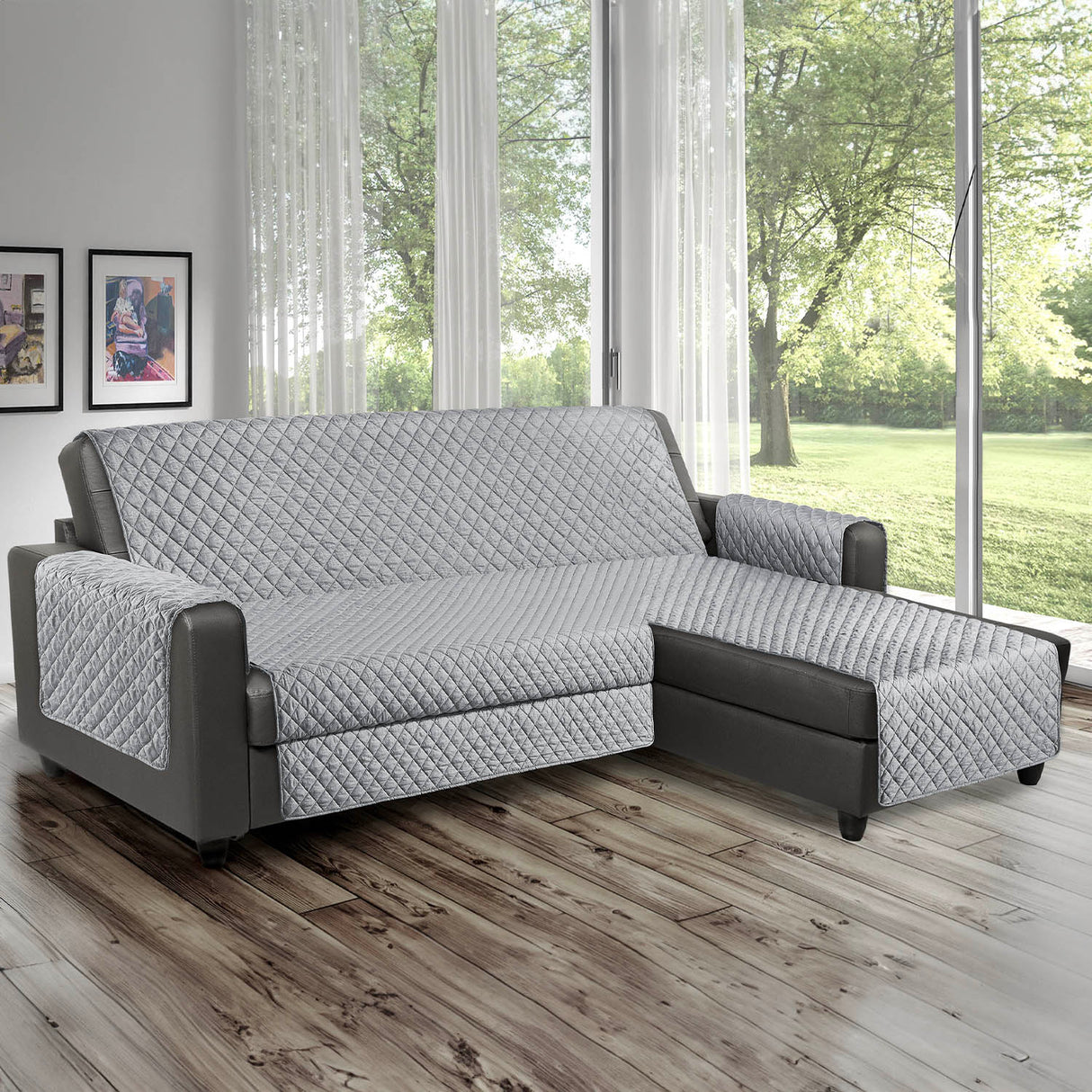 Quilted Sofa Cover with Peninsula Various Sizes and Colors