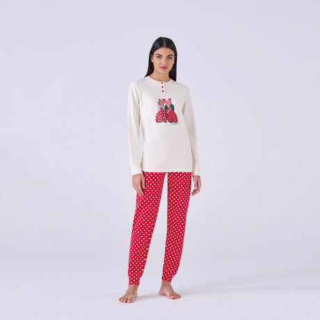 Damen-Pyjama aus warmer Baumwolle Pigiamiamoci 2850L