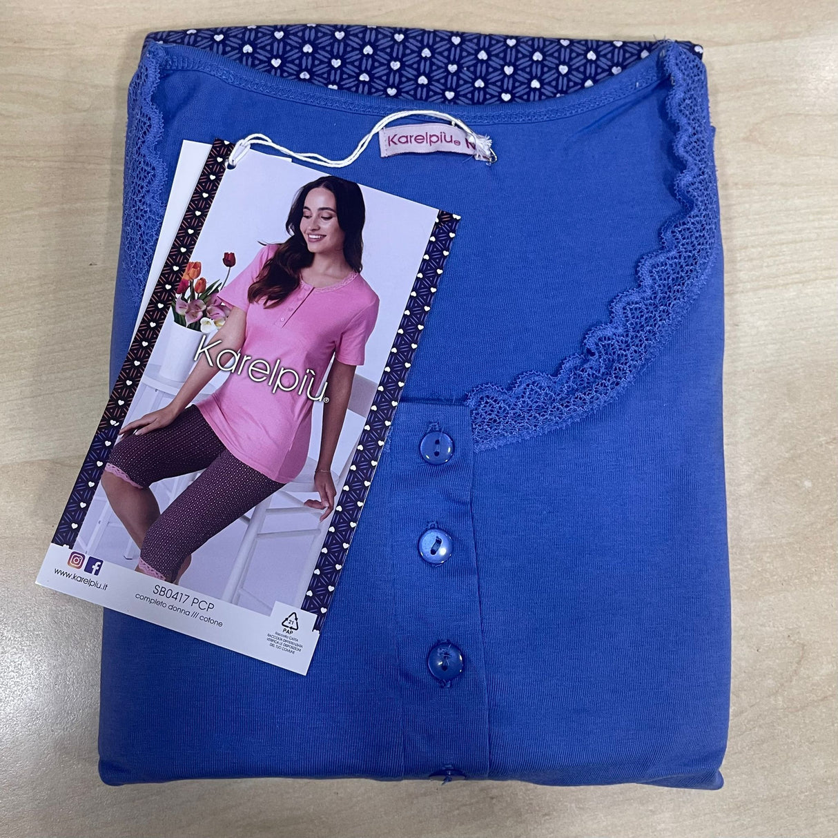 Pigiama Donna Mezza Manica e Pinocchietto Karelpiù 0417 - Cotone