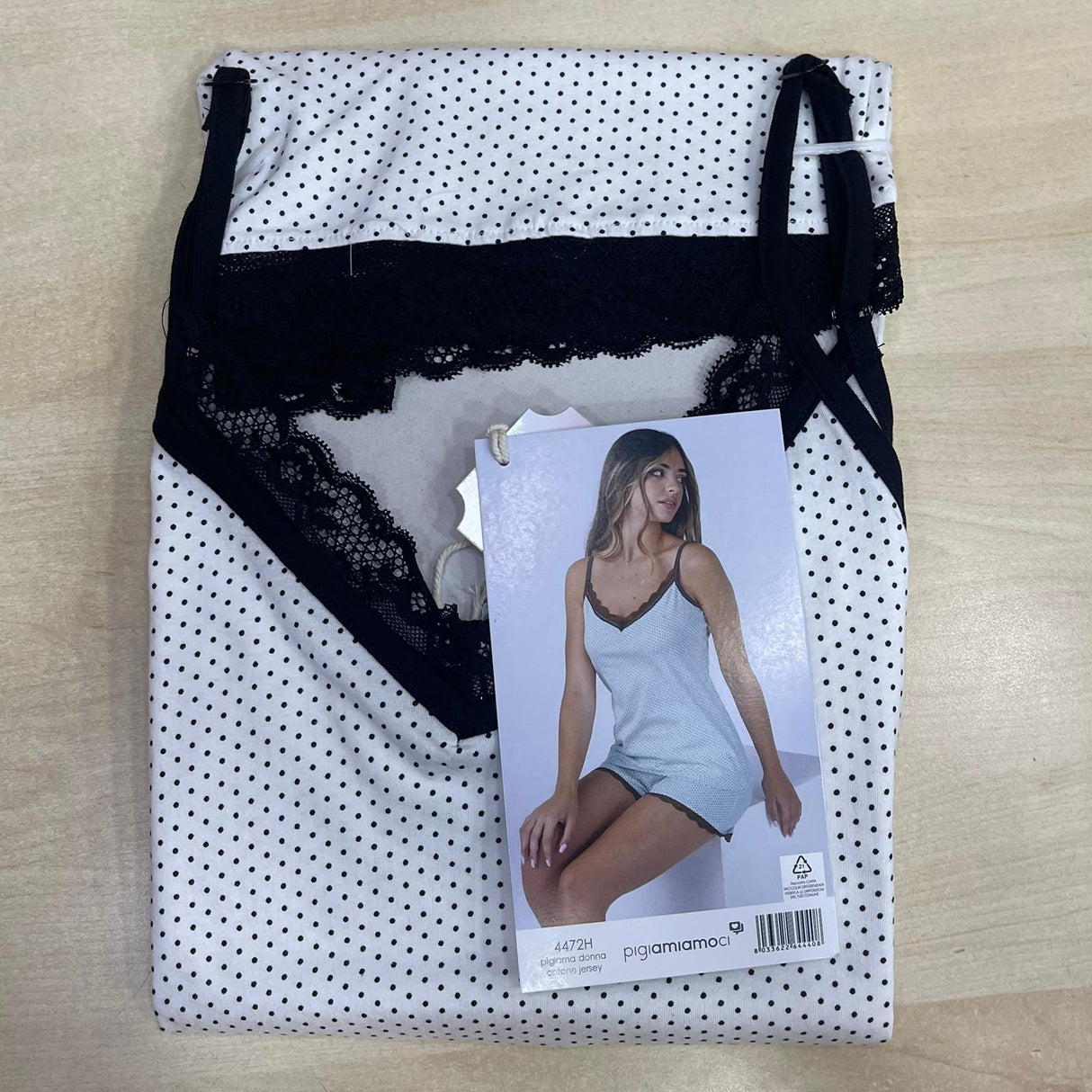 Pigiama Donna Spalla Stretta Pigiamiamoci 4472 - Cotone e Pizzo
