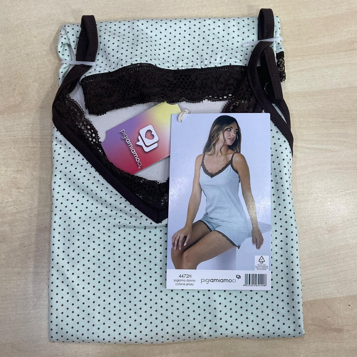 Pigiama Donna Spalla Stretta Pigiamiamoci 4472 - Cotone e Pizzo