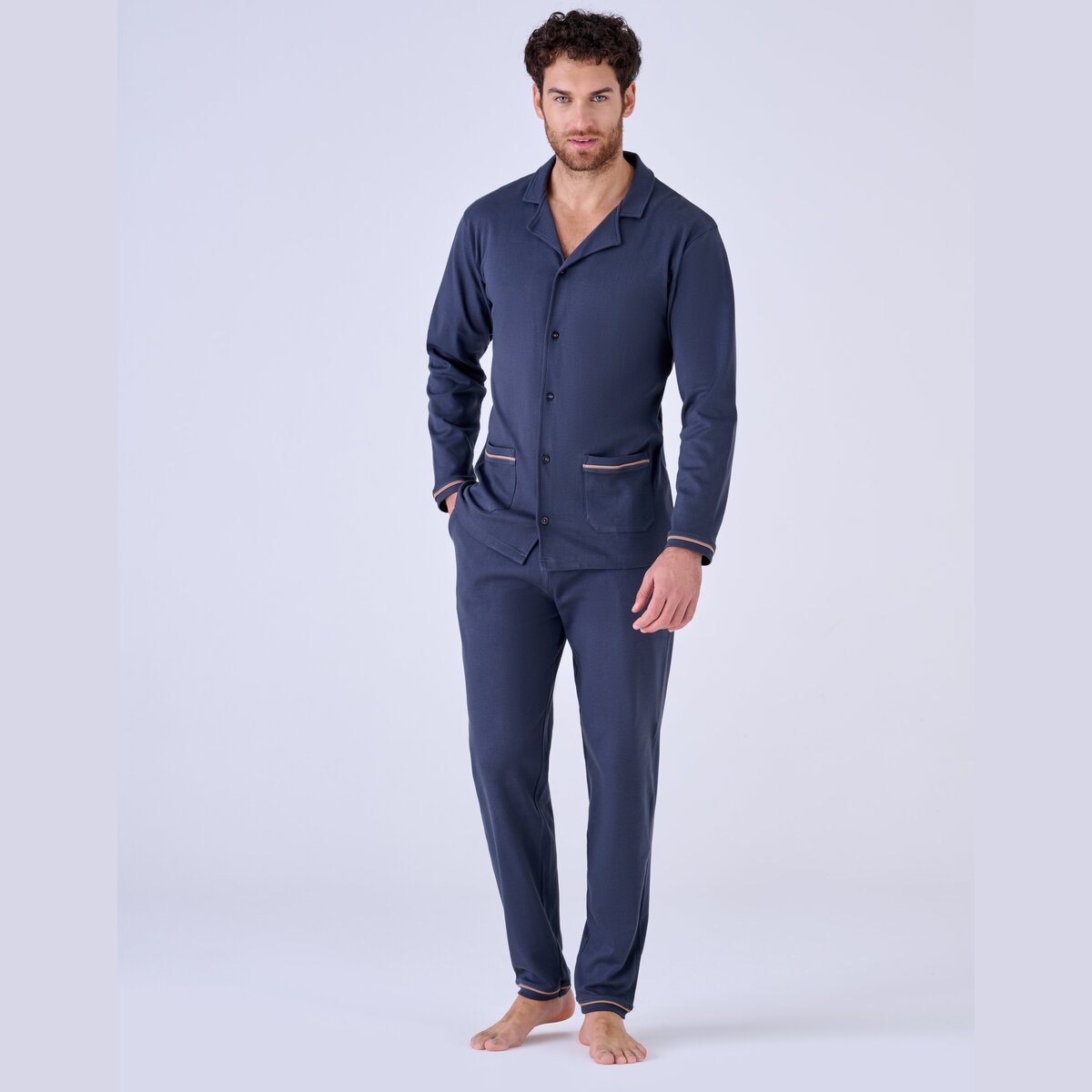 Pigiama Uomo Aperto Caldo Cotone Pigiamiamoci 3309