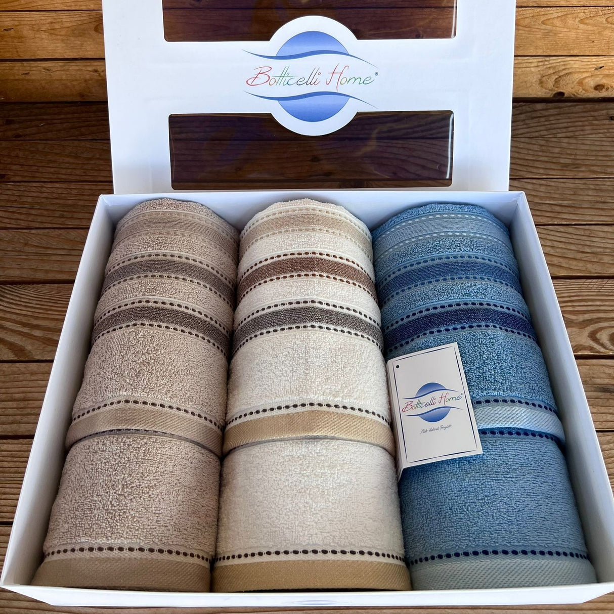 Badetuch-Set 3 + 3 Gesichts- und Gästehandtücher Botticelli Home Gradation