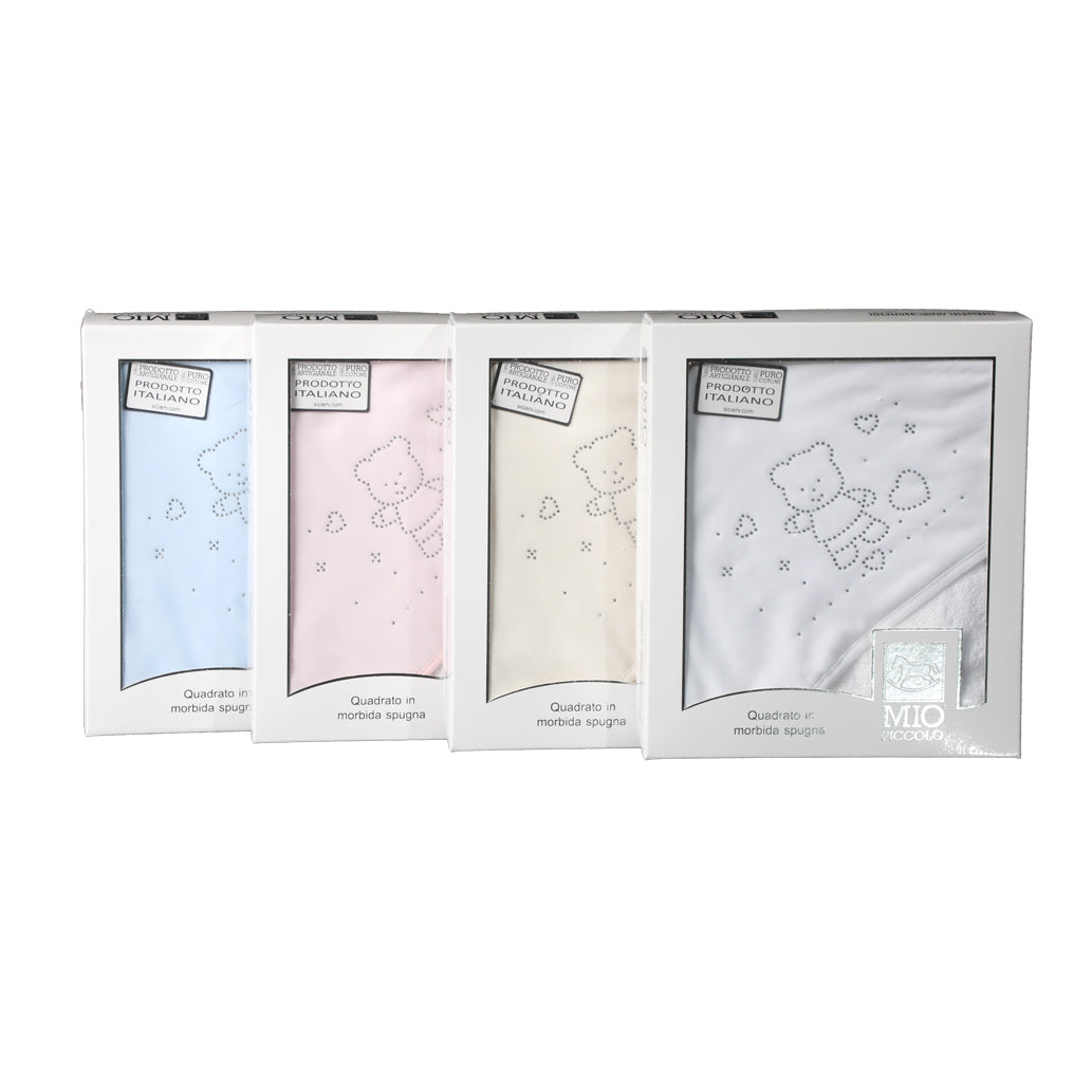Accappatoio Neonati a Trinagolo Spugna con Strass Mio Piccolo Sweet Baby Vari Colori