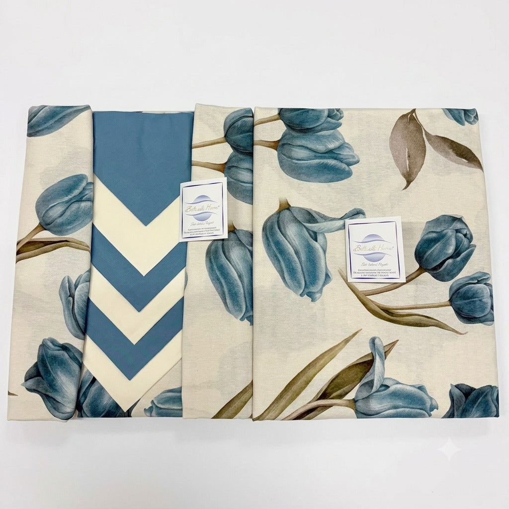 Set regalo confezionato del servizio da tavola Tulipa Botticelli Home, colore carta da zucchero in puro cotone.