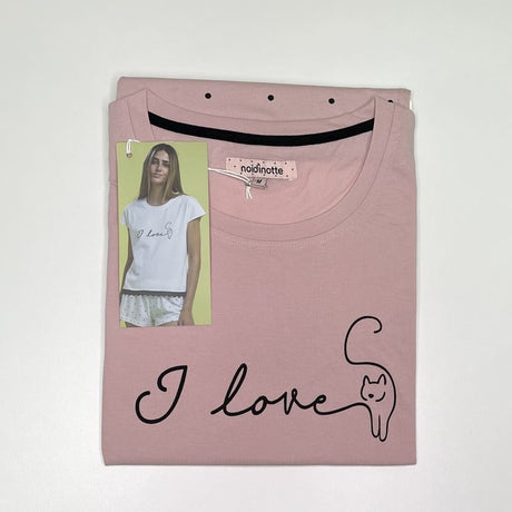 Pigiama Donna Noidìnotte I Love Cats Cotone  Vari Colori