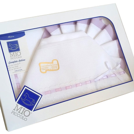 Cot Sheet Set Pram to Embroidery My Little Bow Various Colors