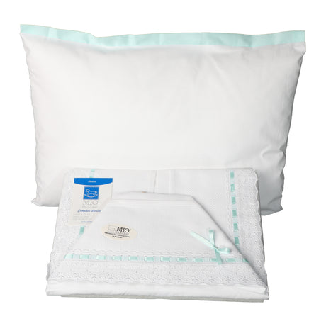 Cot Sheet Set Pram to Embroidery My Little Bow Various Colors