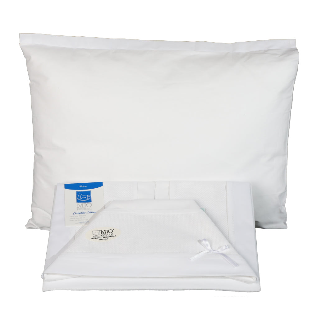 Cot Sheet Set Pram to be Embroidered Mio Piccolo Piquet Various Colors