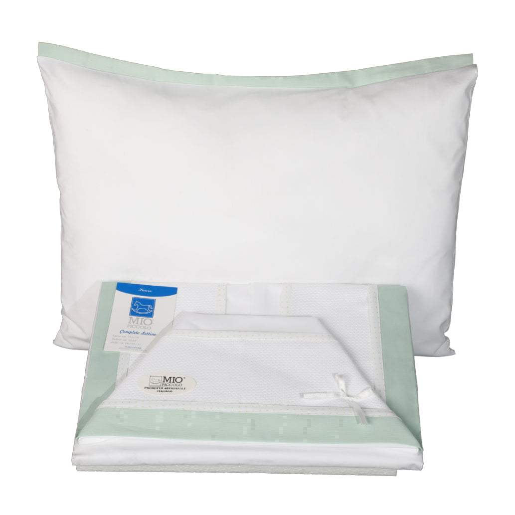 Cot Sheet Set Pram to be Embroidered Mio Piccolo Piquet Various Colors