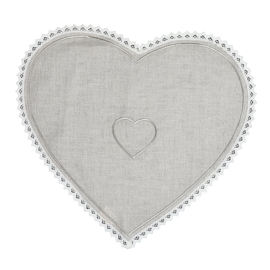 Charger plate with embroidery in artistic Umbrian Afrofite pure linen fabric in various colours