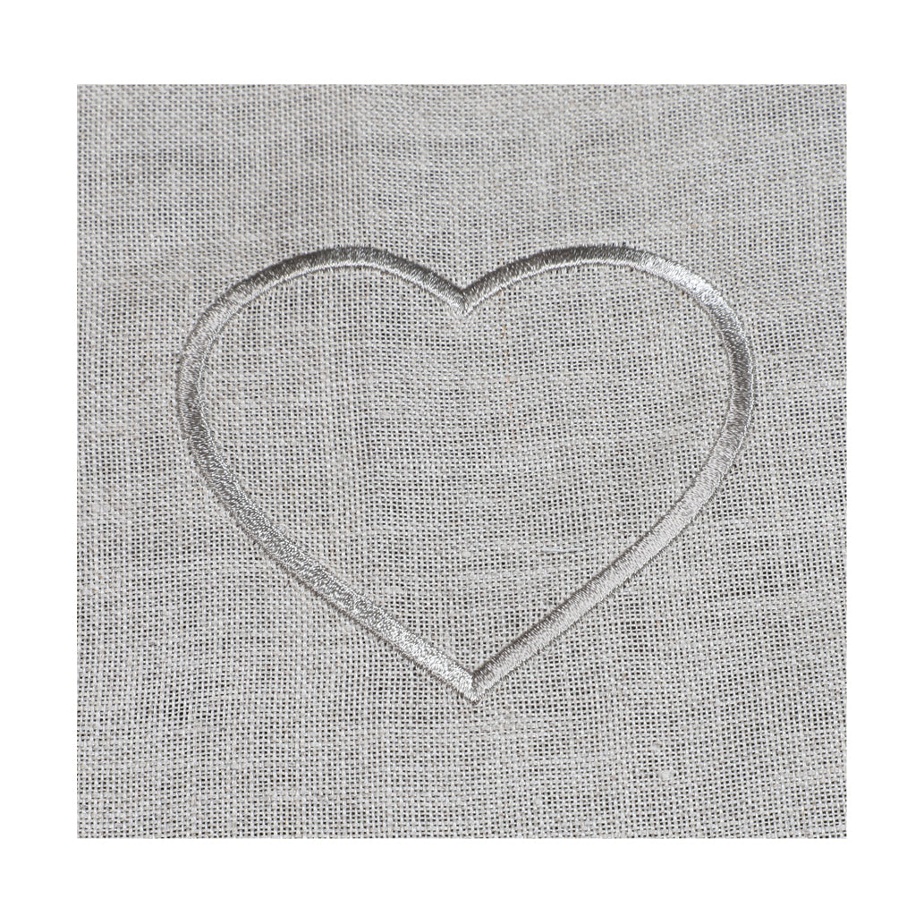 Charger plate with embroidery in artistic Umbrian Afrofite pure linen fabric in various colours