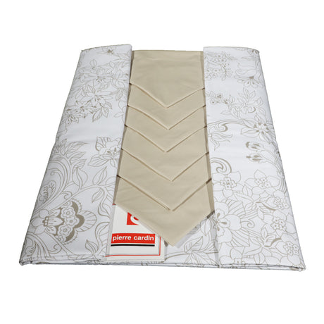 Rectangular Tablecloth and Napkins 6/12 places Damask Flower Pierre Cardin - various colors