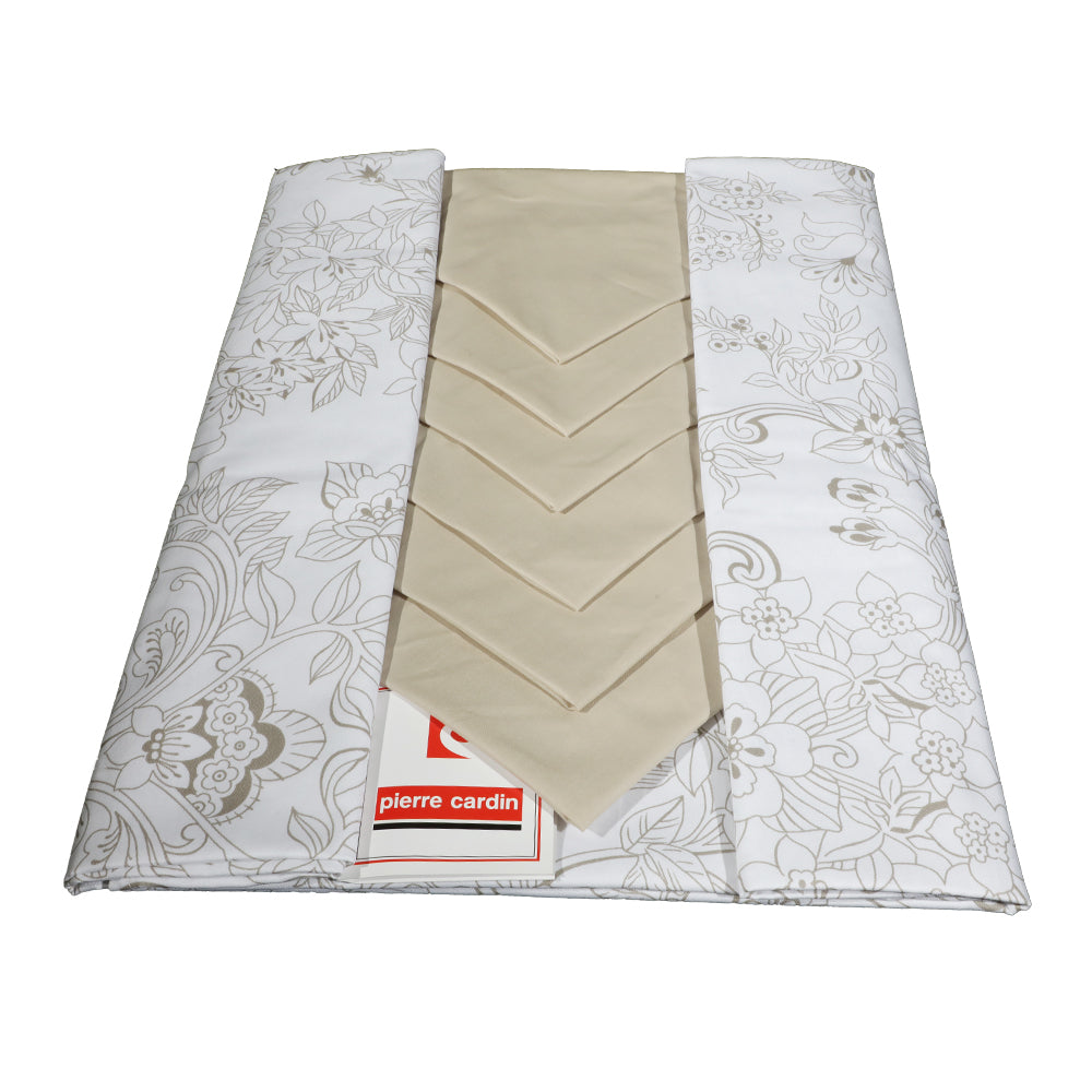 Tovaglia e Tovaglioli Rettangolare 6/12 posti Fiore Damascato Pierre Cardin - vari colori