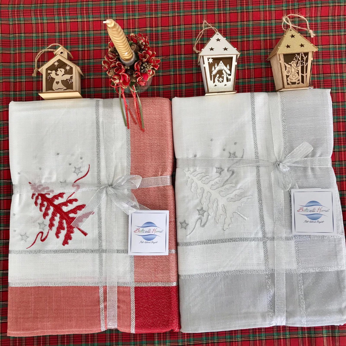 Servizio da Tavola Natalizio Botticelli Home Abete-Argento-180x270 cm