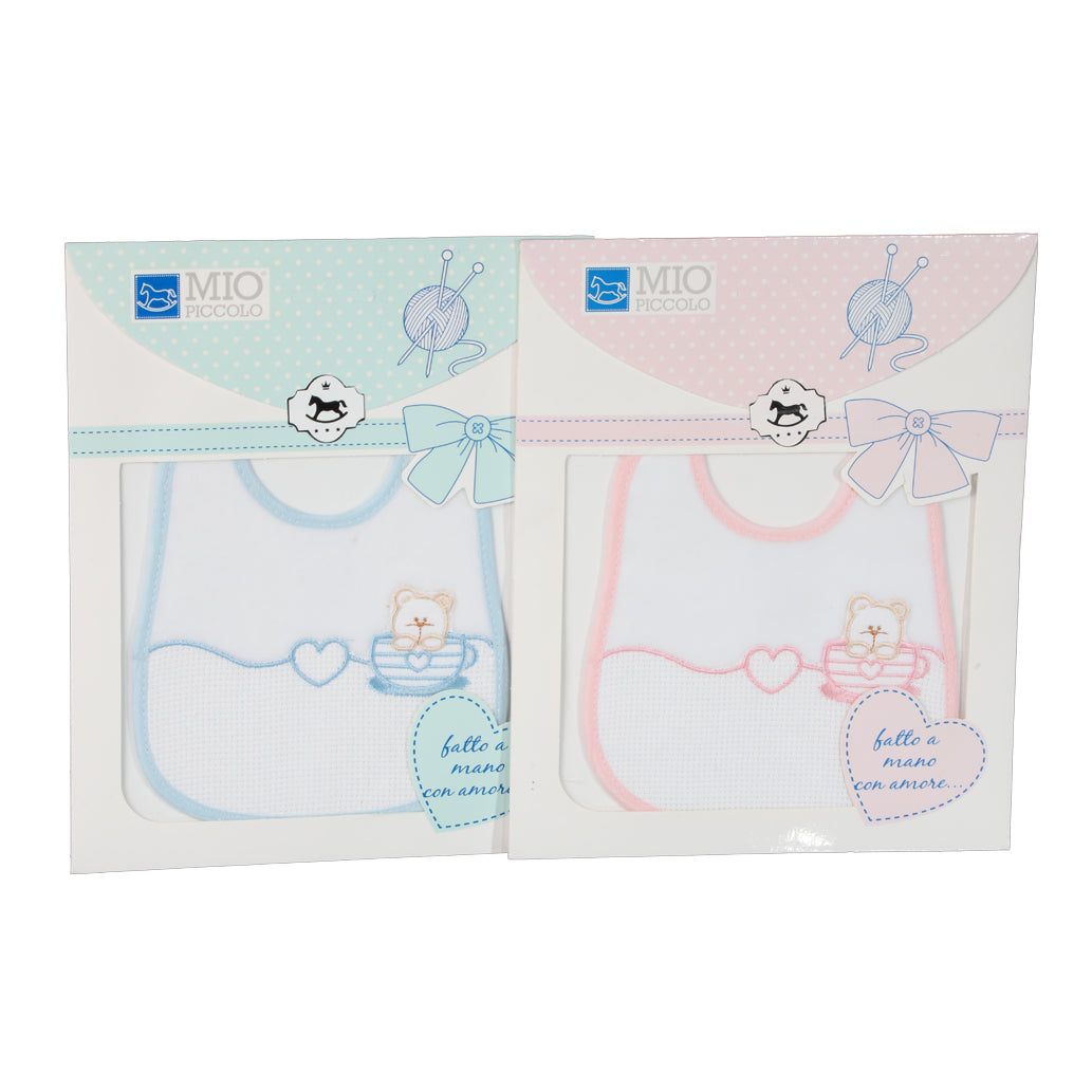 Bavaglino Neonati da Ricamare con Tela Aida Mio Piccolo Tenero Orso Ciniglia + Cotone Vari Colori
