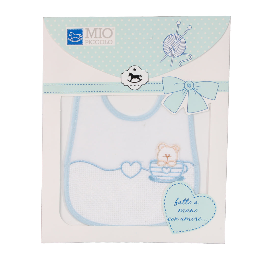 Bavaglino Neonati da Ricamare con Tela Aida Mio Piccolo Tenero Orso Ciniglia + Cotone Vari Colori