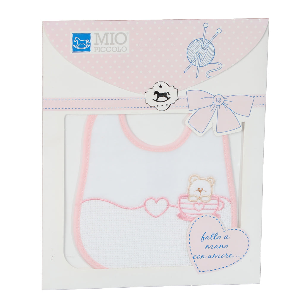 Bavaglino Neonati da Ricamare con Tela Aida Mio Piccolo Tenero Orso Ciniglia + Cotone Vari Colori