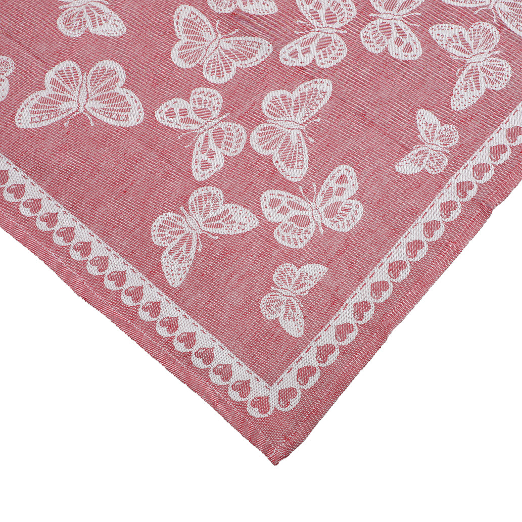 Kitchen Towel Artistic Fabric Umbrian Eros Linen Blend Red Color 50x70 cm