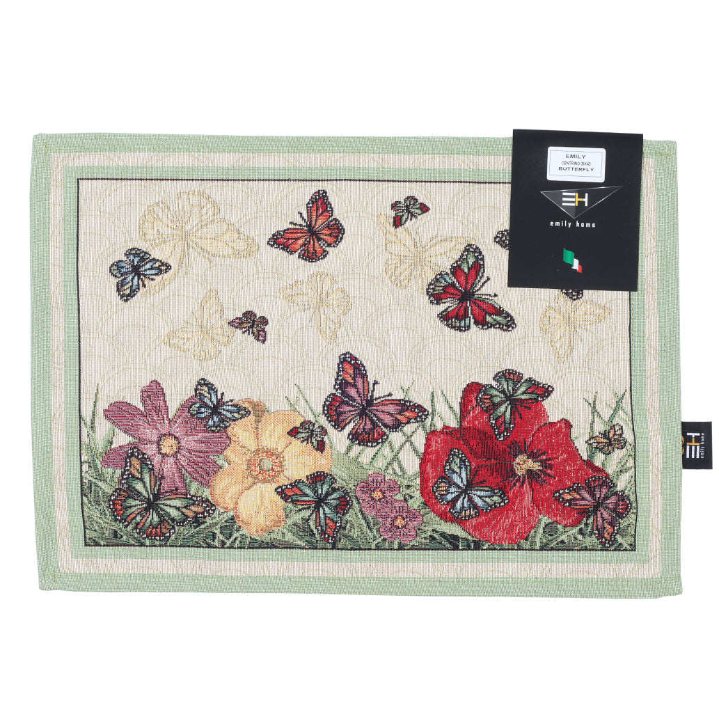 Runner Emily Home Butterfly 40x100 Cm – Tovaglietta In Cotone Gobelin Con Farfalle, Classica Ed Elegante