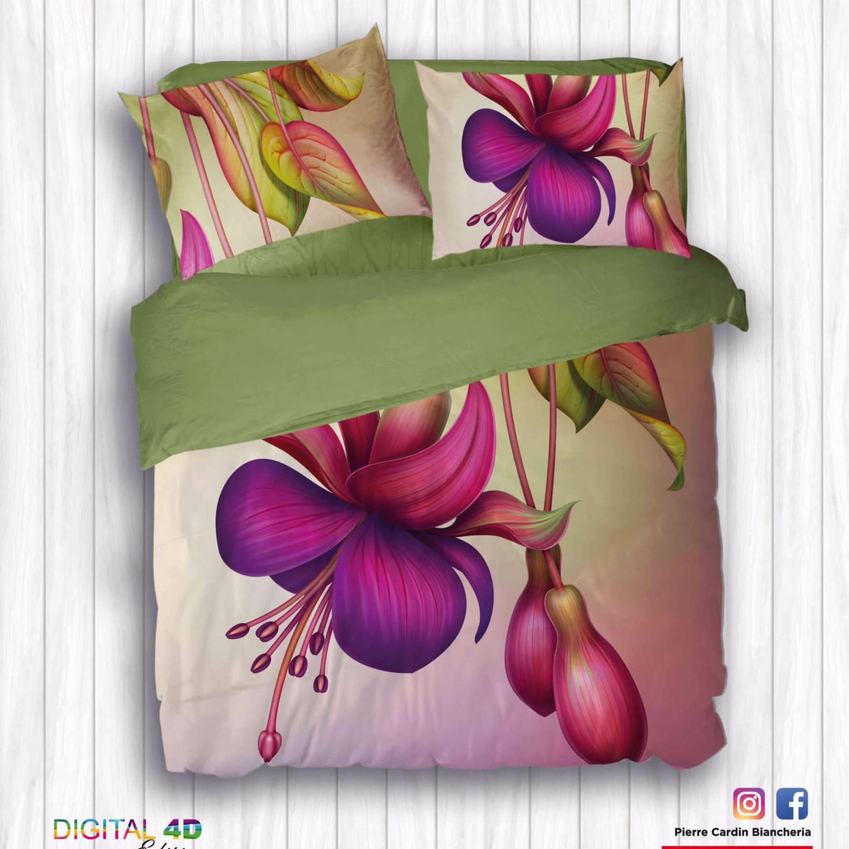 Pierre Cardin Double Bed Set Fuchsia Pure Cotton Digital Print