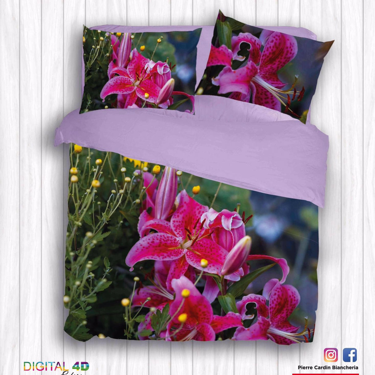 Completo Letto Matrimoniale Pierre Cardin Prato in Fiore Stampa Digitale