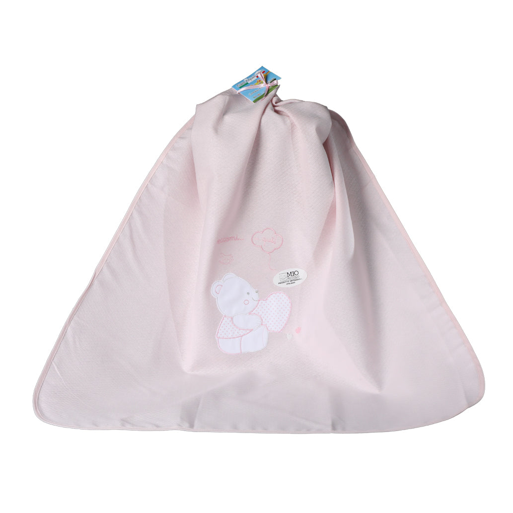 Copertina Culla Carrozzina Puro Cotone Piquet Mio Piccolo Happy Bear 75x95 cm Rosa