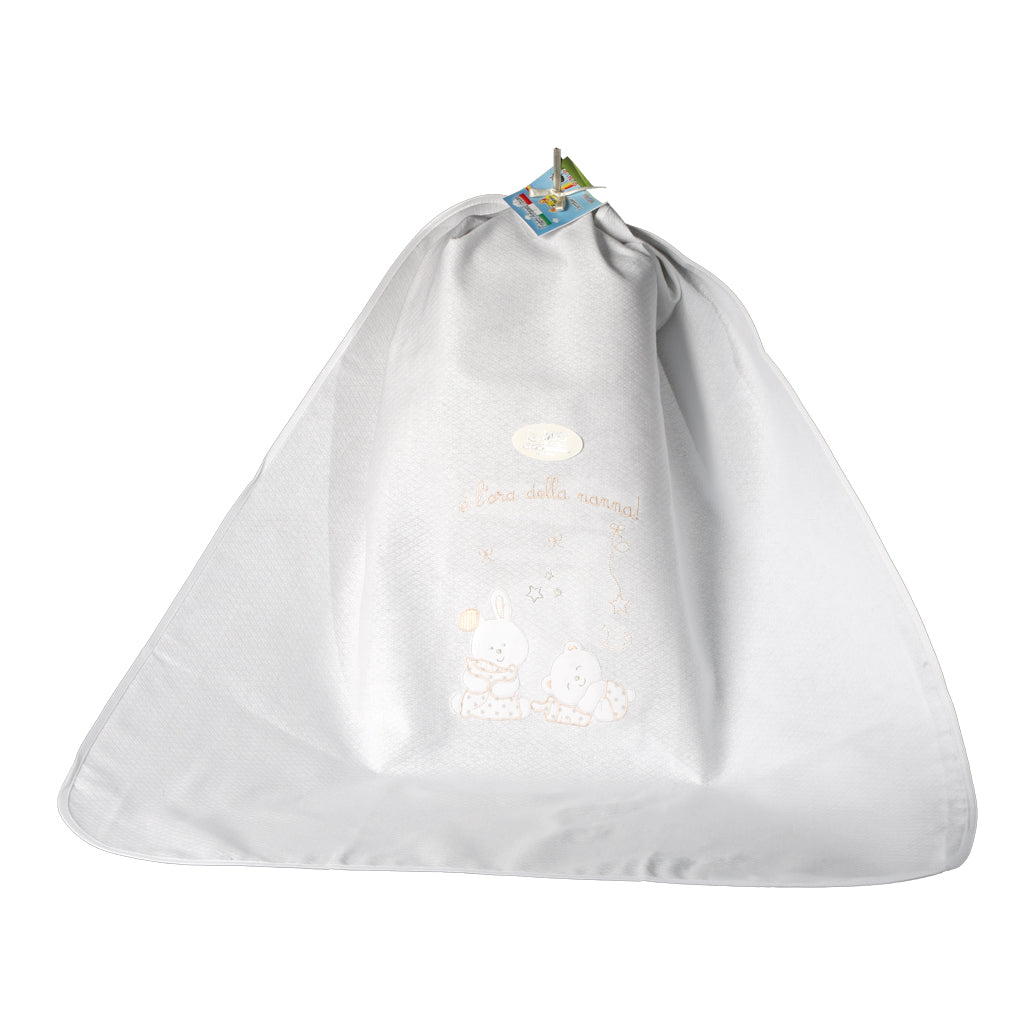 Pure Cotton Piquet Cot Pram Blanket Mio Piccolo Happy Bear 75x95 cm Taupe