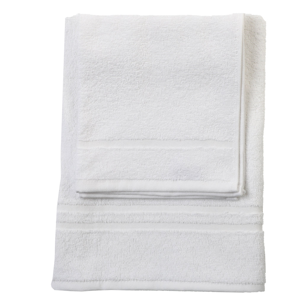 Pair of Botticelli Home Hotellerie White Bathroom Terry Towels 400gr Face + Guest for Hotels and B&Bs
