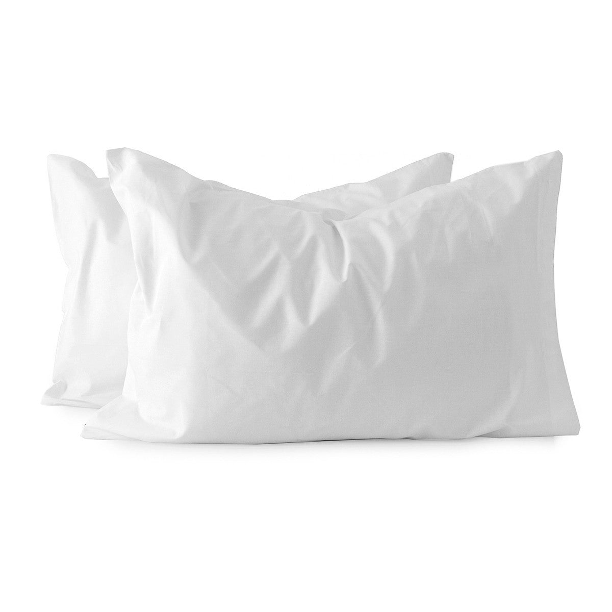 Pair of Fancy Home Iride Pure White Cotton Pillowcases for Hotels and B&Bs