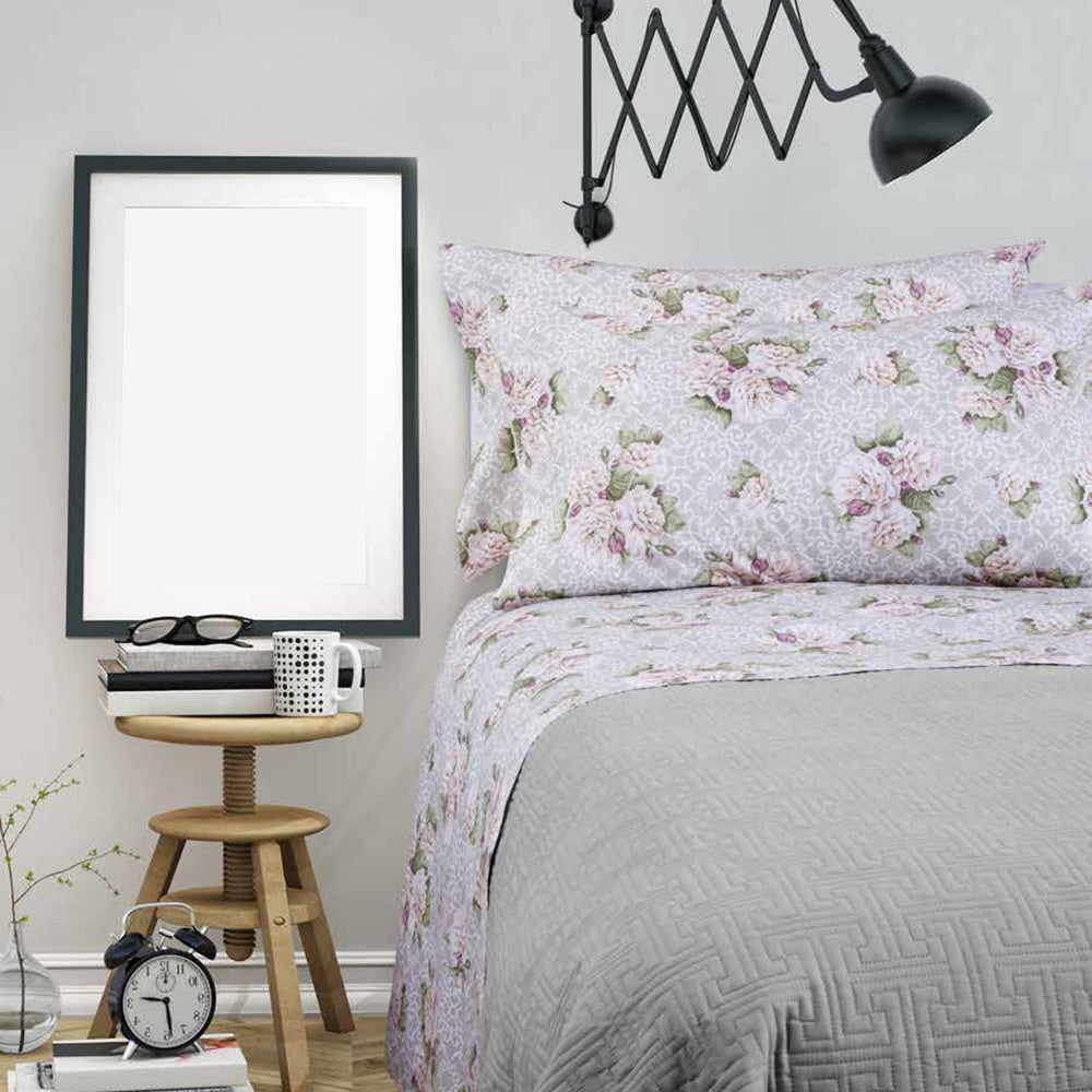 Maè double bed sheet set by Via Roma,60 Peonia 100% Cotton Various Colors