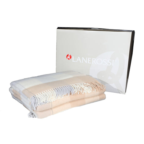 Pure Virgin Wool Double Plaid Lanerossi New England with Fringes 210x2500 cm Various Colors